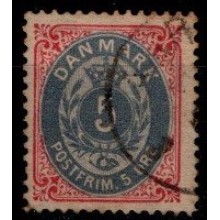 Tofarvet øreudgave. 5 øre. rød/blå. 